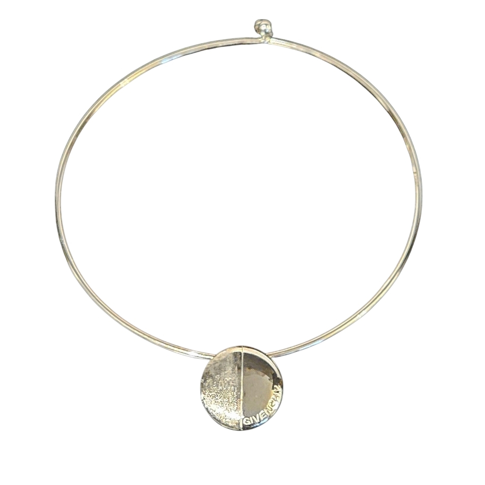 Vintage Givenchy Necklace 80s Givenchy Logo Pendant Silver Choker Necklace